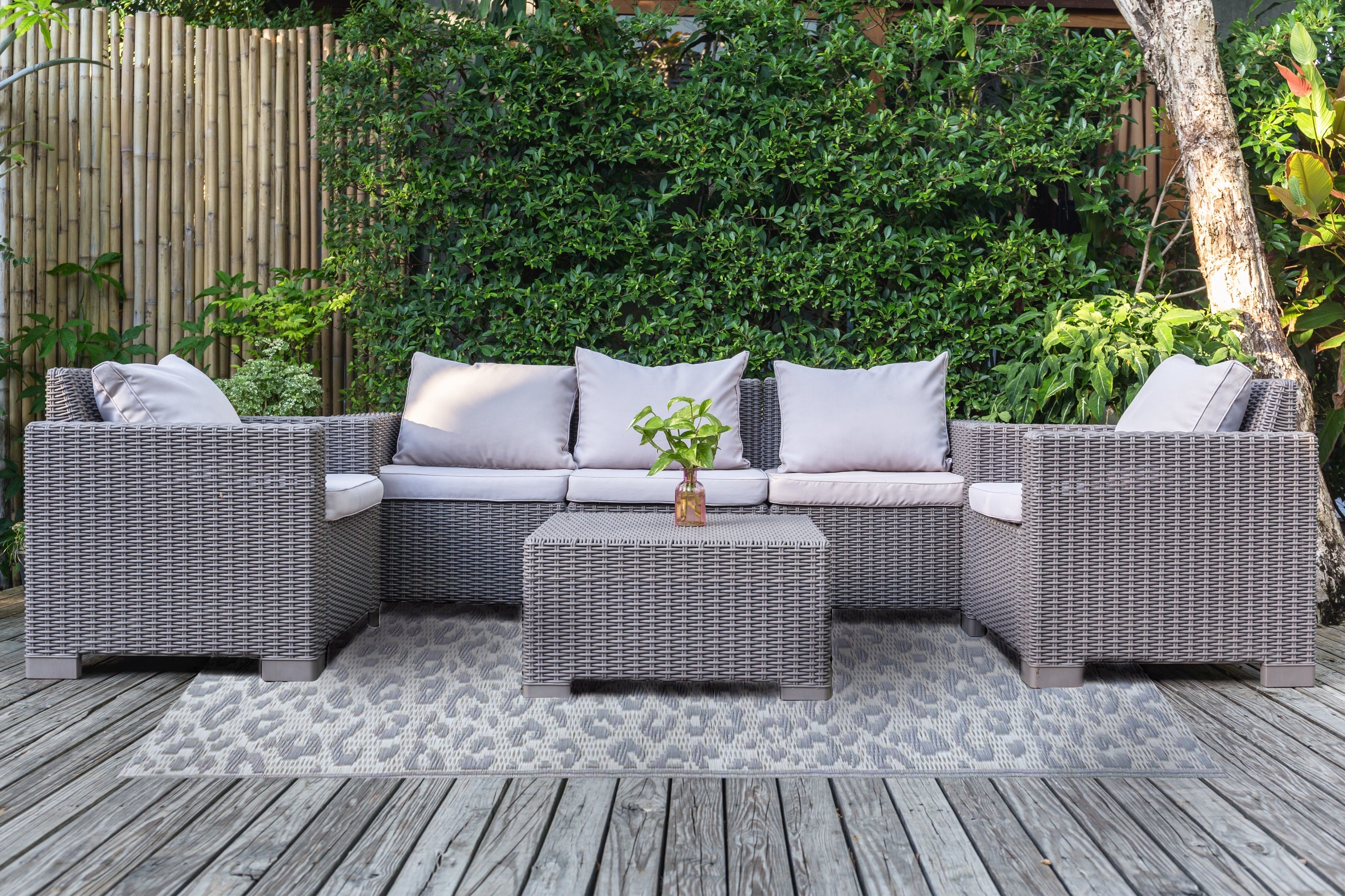 Leopard Silver & Cream Outdoor Mat