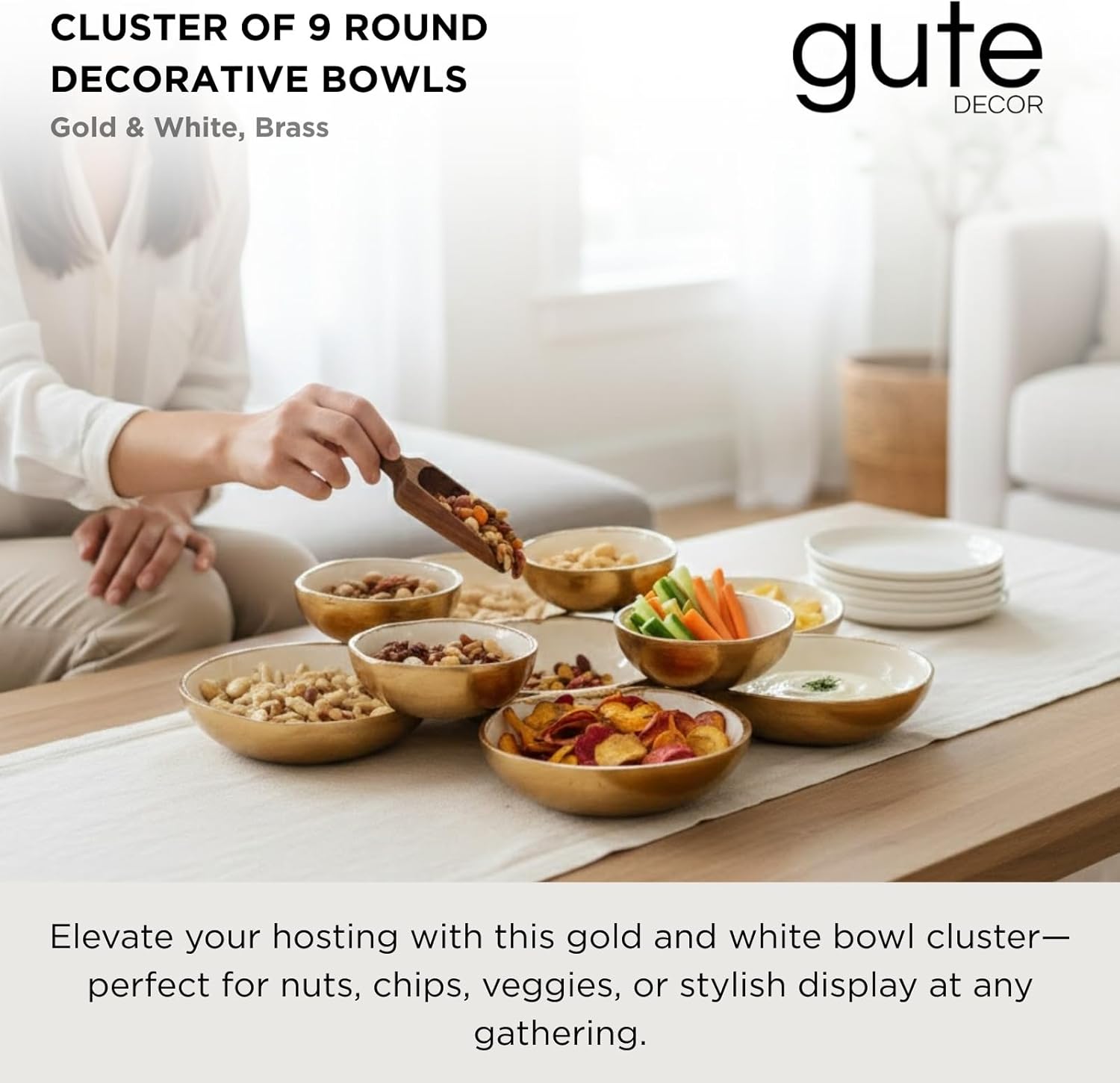 Cluster of 9 Round Serving Bowls