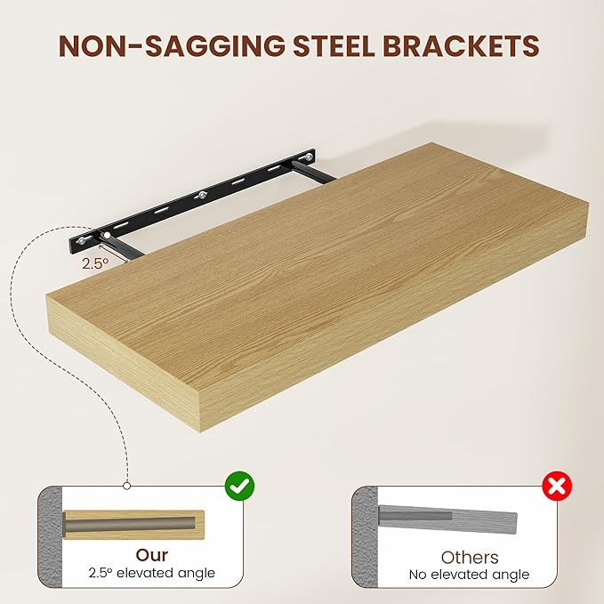55" Heavy Duty Floatinf Shelves in Oak - Set of 2
