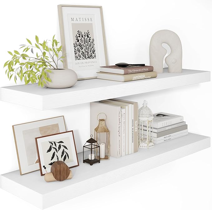 Set of 2, 36" Floating Shelves - White