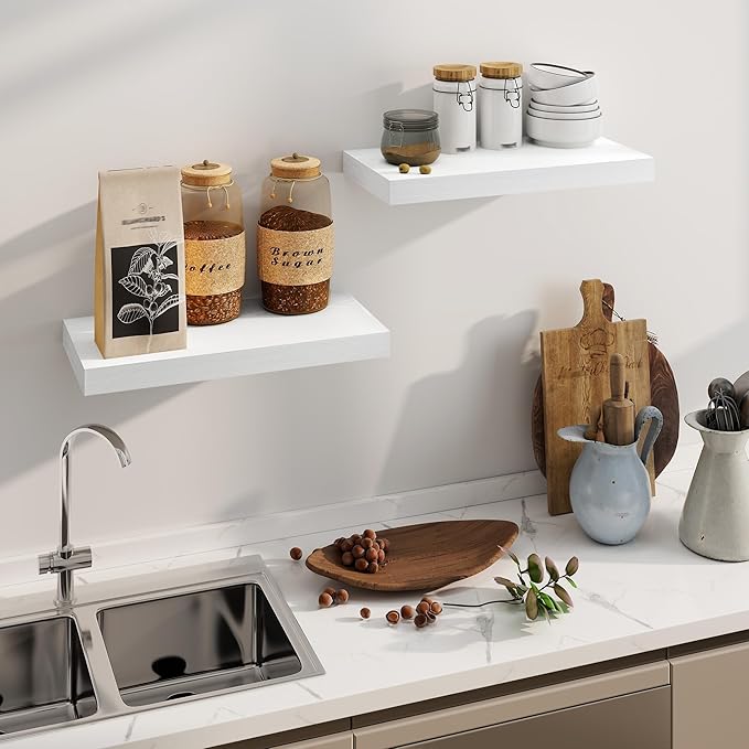 24" Floating Shelves, Set of 2 - White