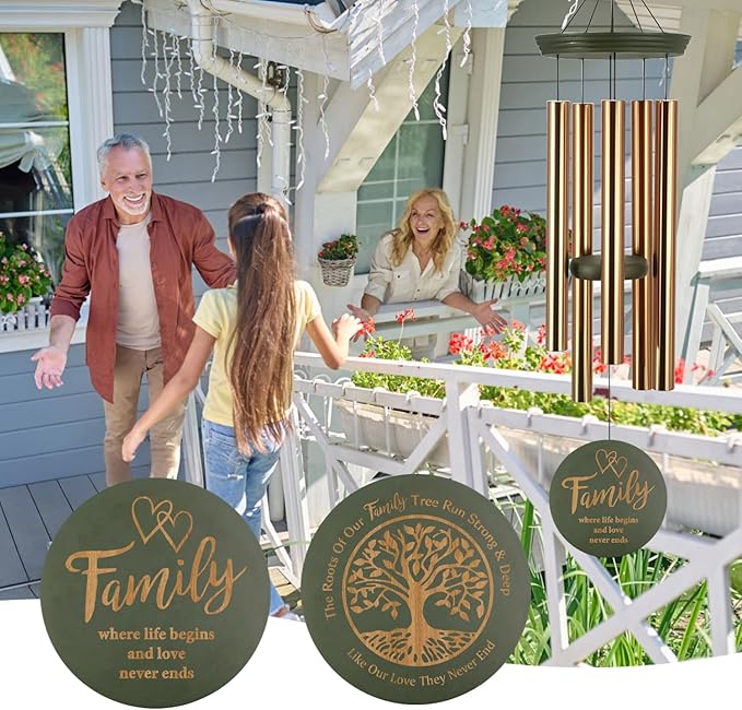 Large Outdoor Windchime with Engraved Tree of Life