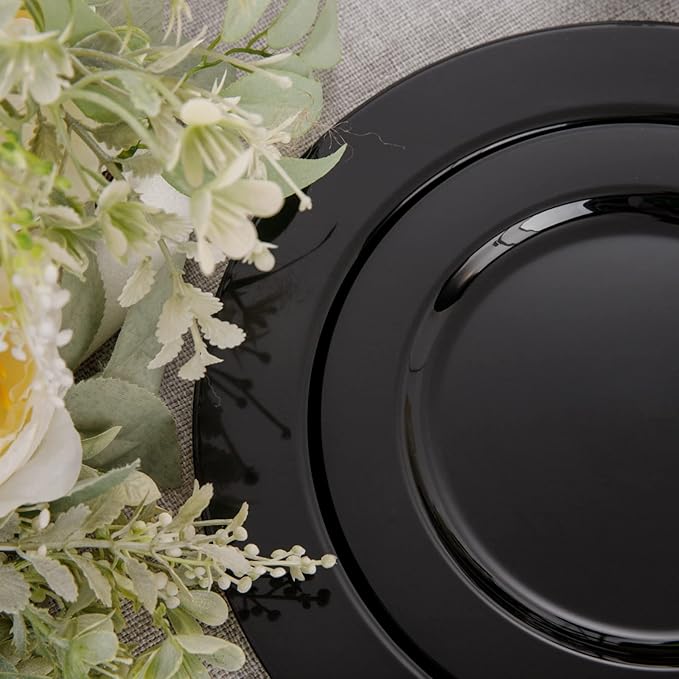 Set of 60 Heavy Duty Black Disposable Plates for 30 guests