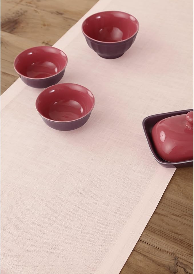 100% Pure Linen Table Runner 14 x 60 Inch - Pale Pink