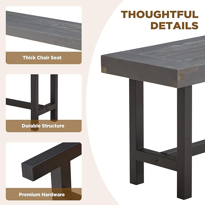 Set of 2 Indoor/Outdoor Benches in Distressed Grey