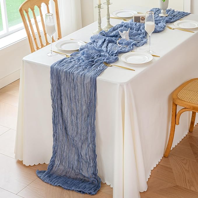 Dusty Blue Cheesecloth Table Runner - 10 ft