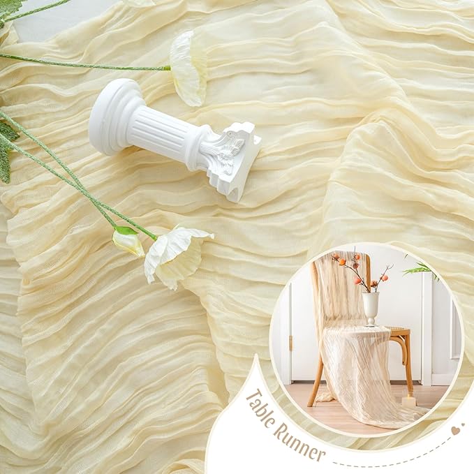 Beige Cheesecloth Table Runner - 120"