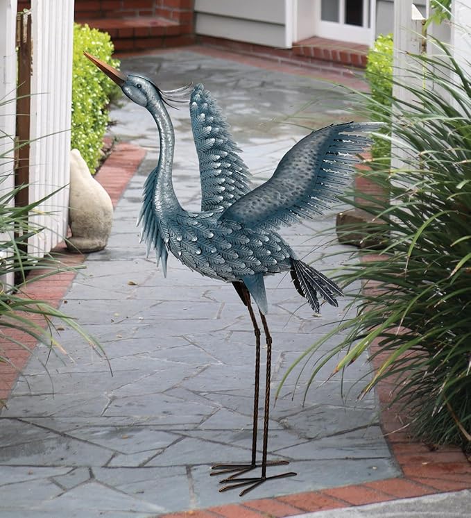 47" Rustic Metal Bird Statue - Blue