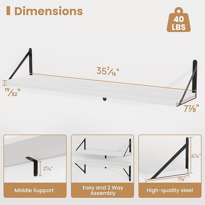 36" White Bookshelves - Set of 3