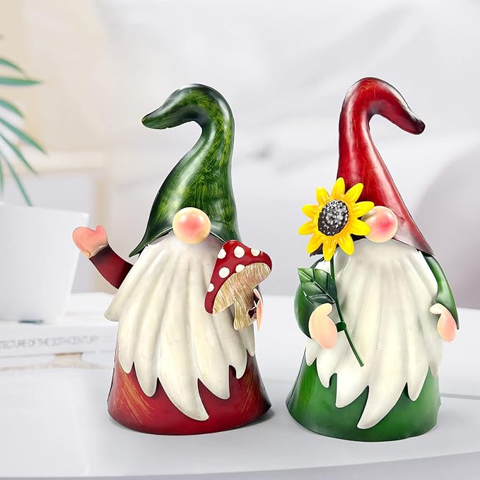 Metal Outdoor Gnomes Garden Statues - 18 Inch