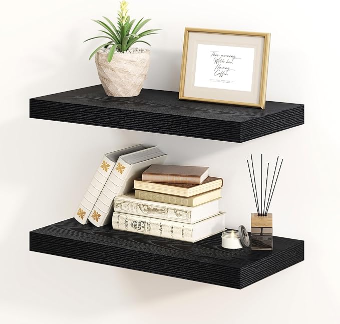 Set of 2 16" Floating Shelves - Black