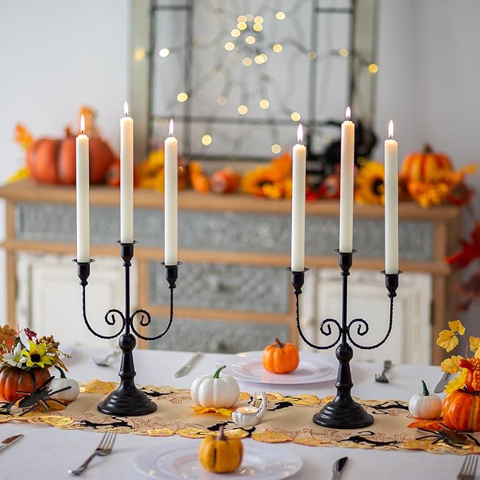 3-Arm Black Metal Halloween Candelabra