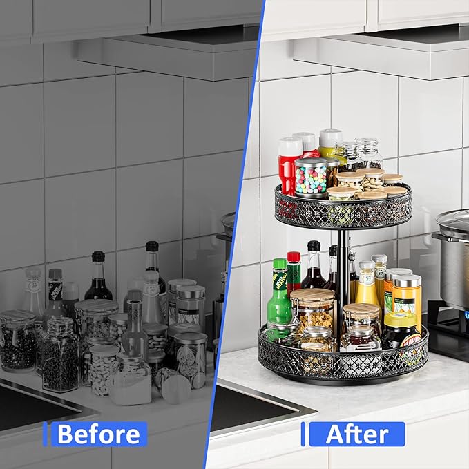 Lazy Susan 2 Tier Turntable - 12 inch, Black