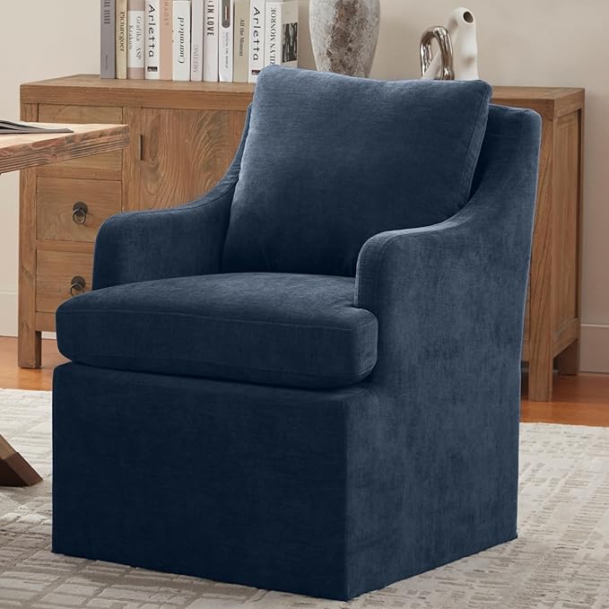 Linen Upholstered Dining Chairs - Set of 2, Navy