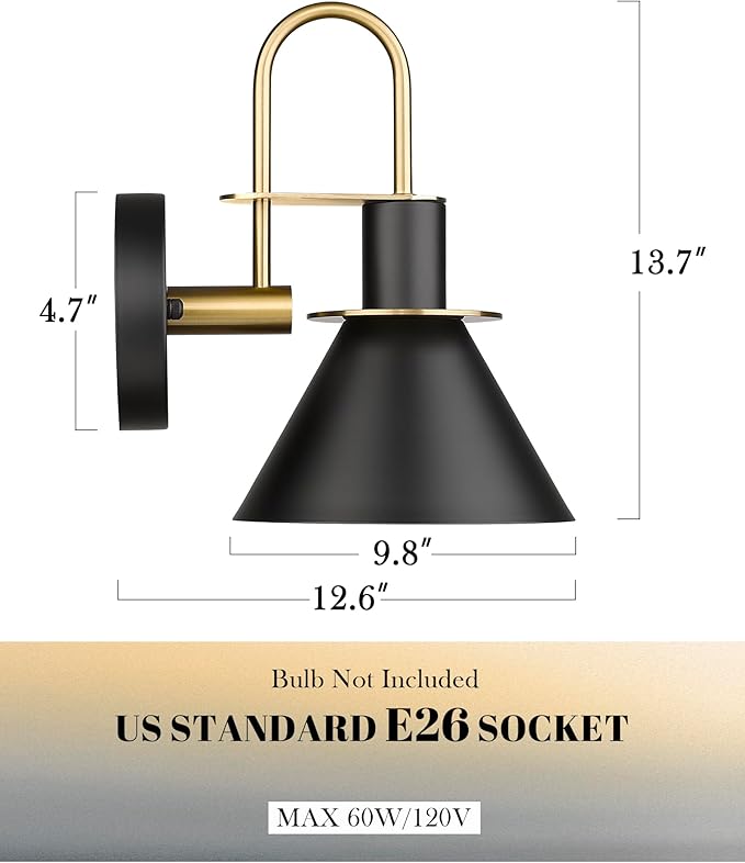 Set of 2 Modern Gooseneck Sconces - Black/Gold