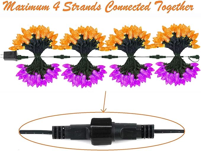 LED Purple and Orange Indoor/Outdoor Halloween Lights - 200 String Lights with 13 Modes & Timer, Waterproof