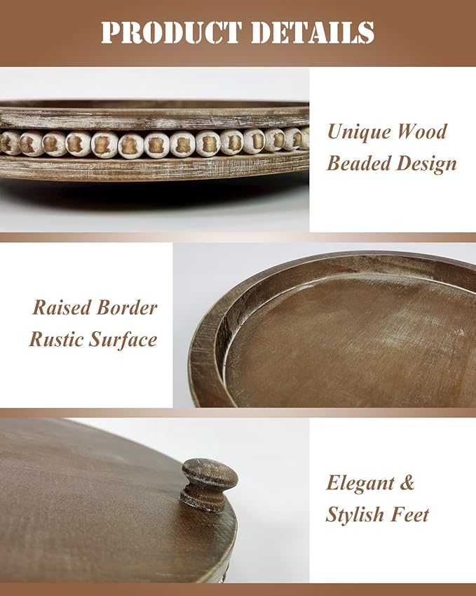 12 Inch Rustic Wooden Decorative Tray