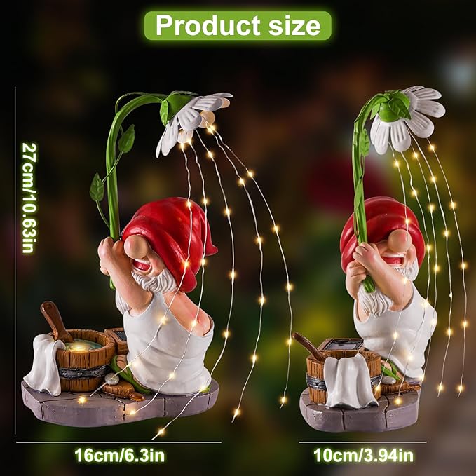 Garden Gnome Solar Garden Statue - Shower
