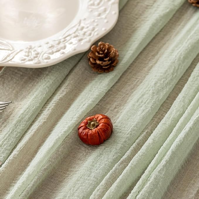 Sage Green Cheesecloth Table Runner - 120"