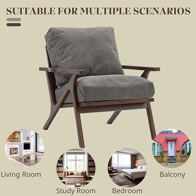 Wahson Mid Century Arm Chair and Ottoman in Gray