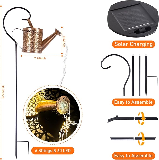 Solar Watering Can Light - Bronze