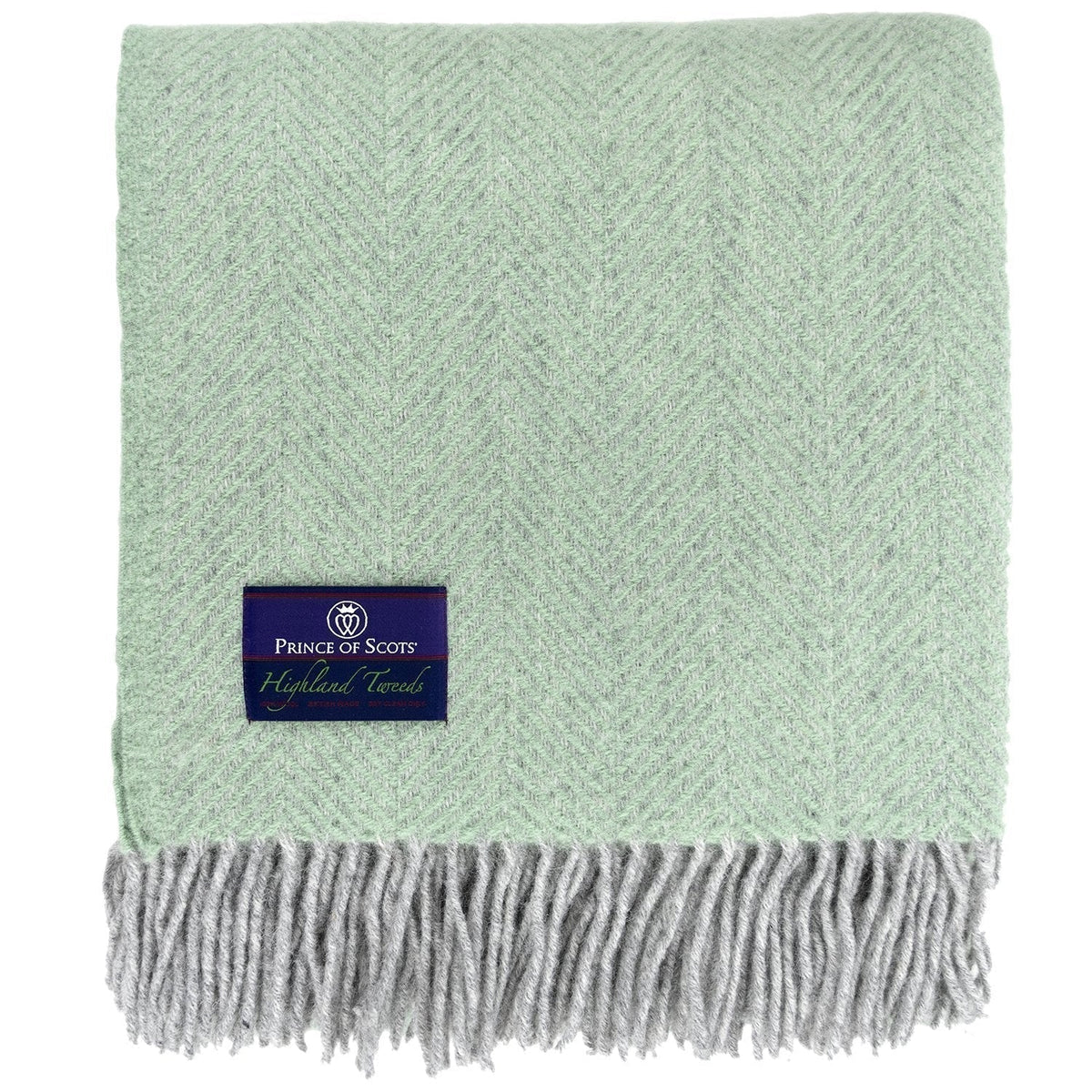 Highland Tweeds Herringbone Pure New Wool Throw - Basil