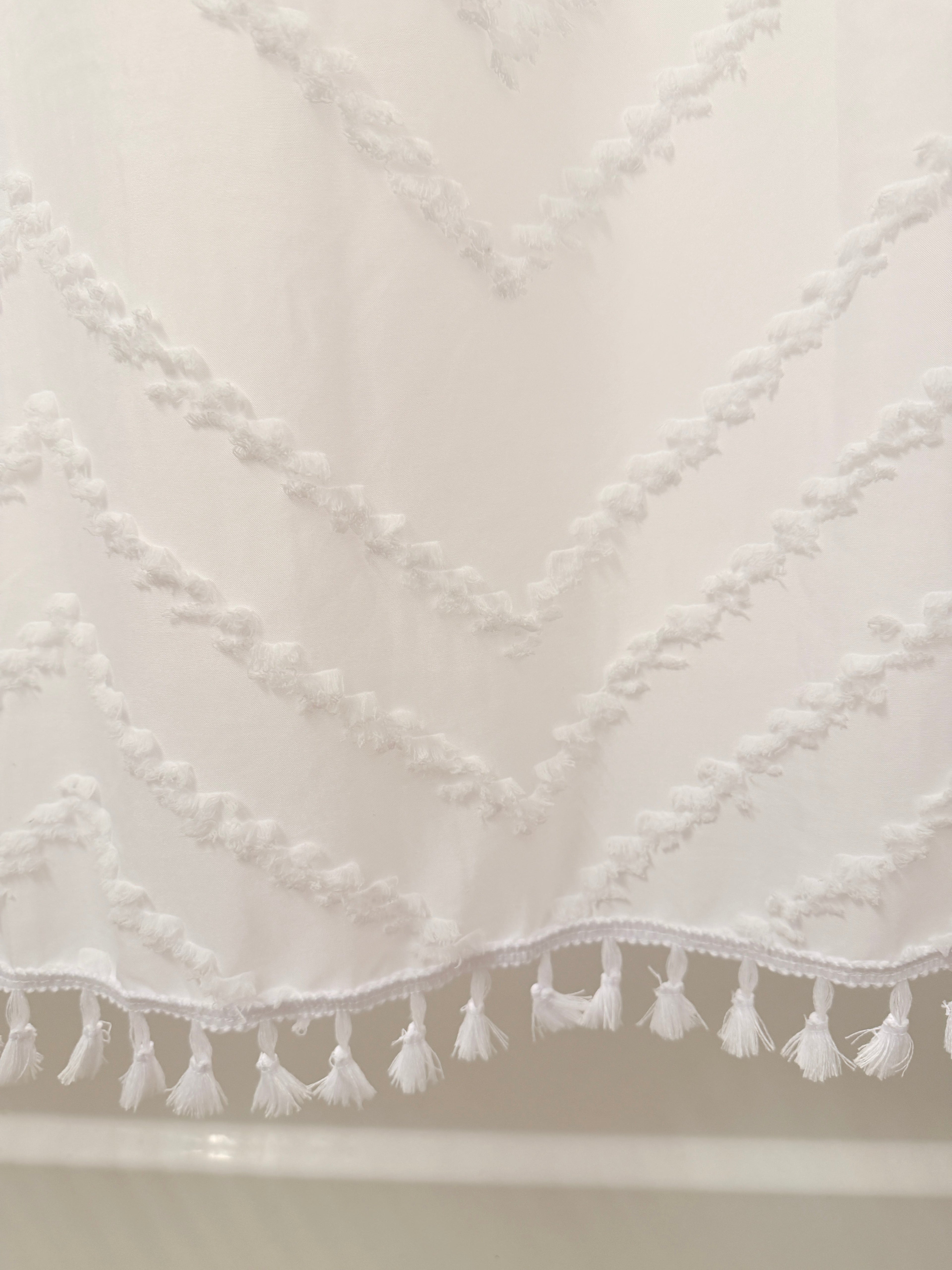 White Tufted Chevron Shower Curtain