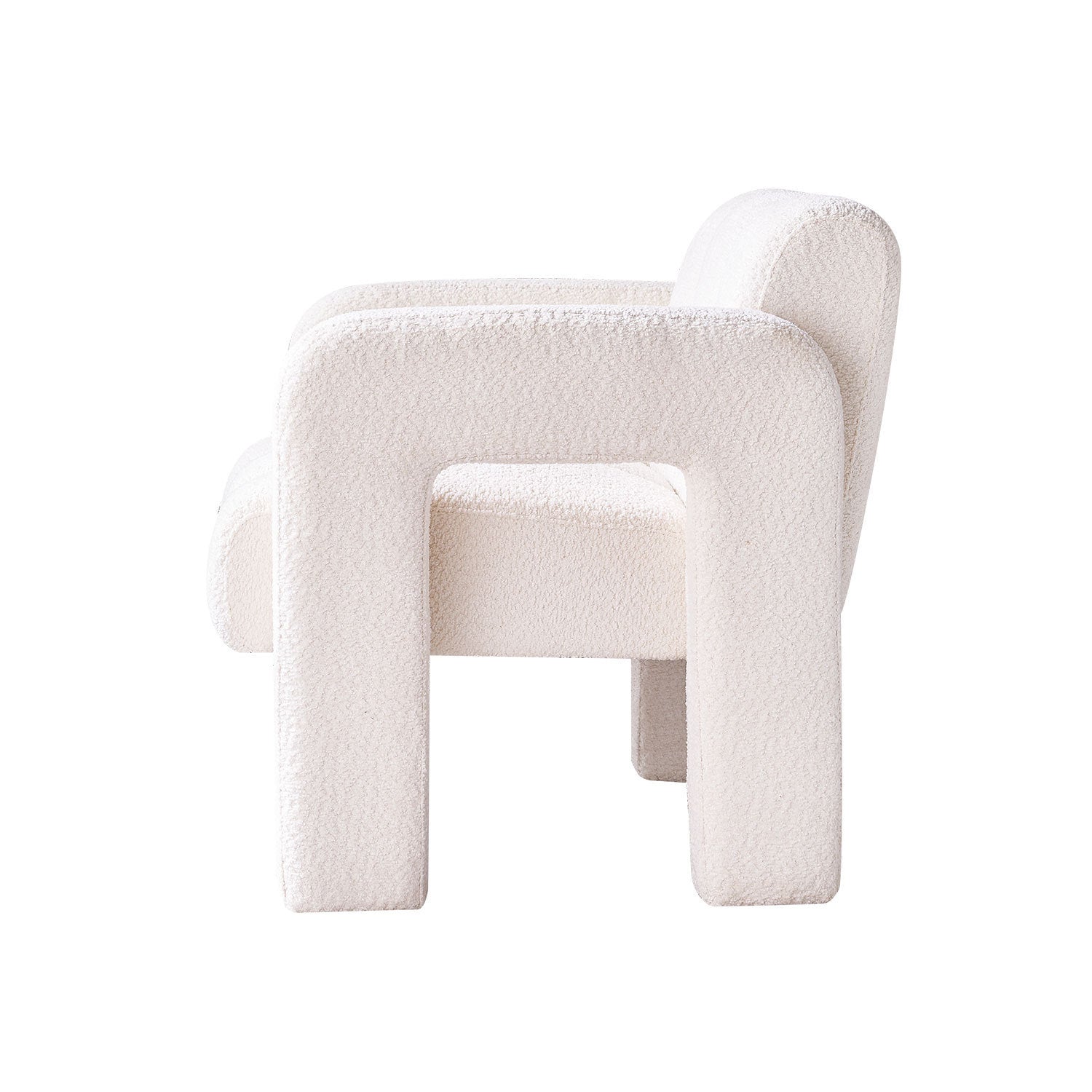 White Boucle Upholstered Accent Chair