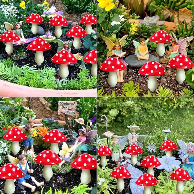 8-Pack Red Mushroom Solar Garden Lights