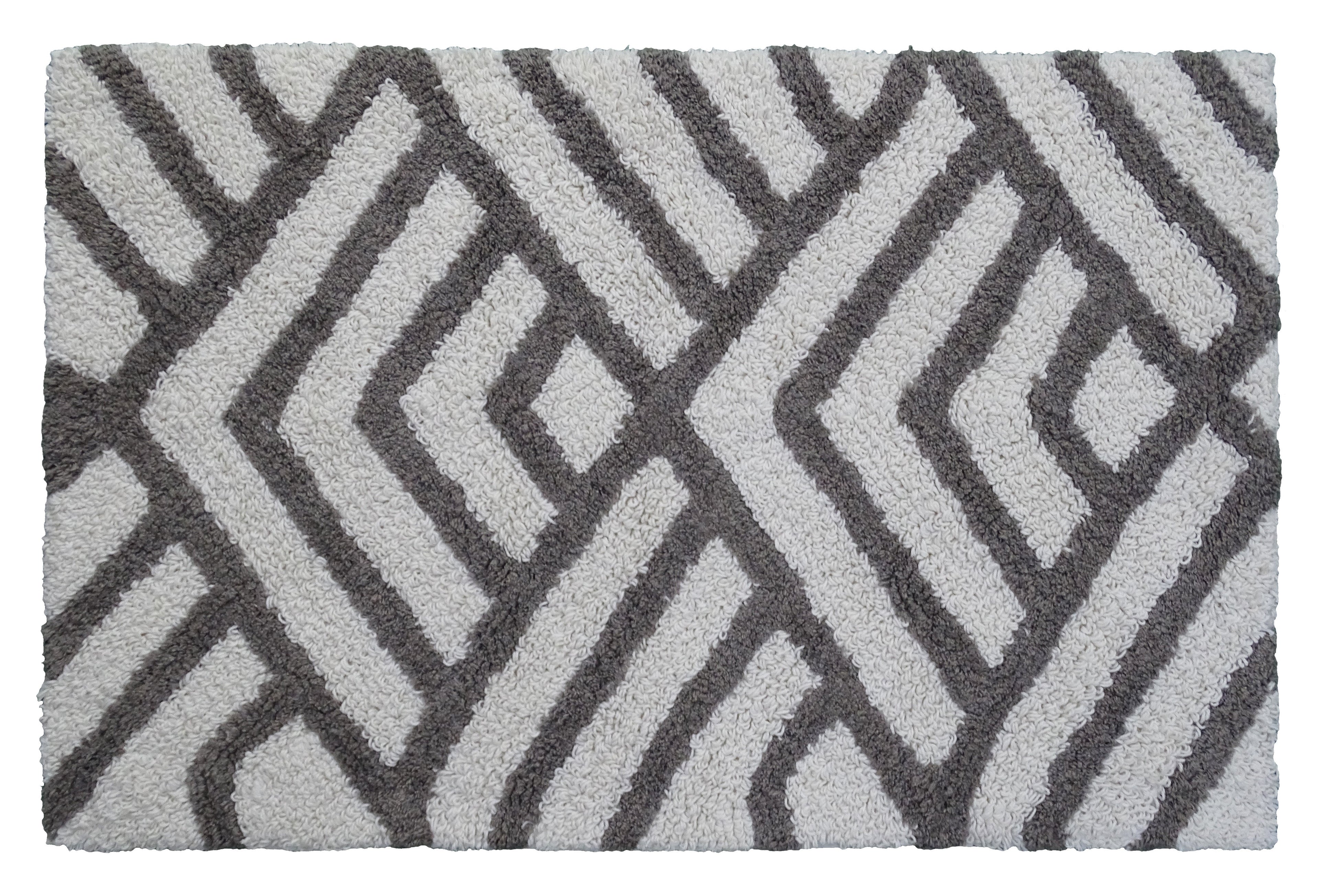 Geometric Bath Rug - Grey/Ivory