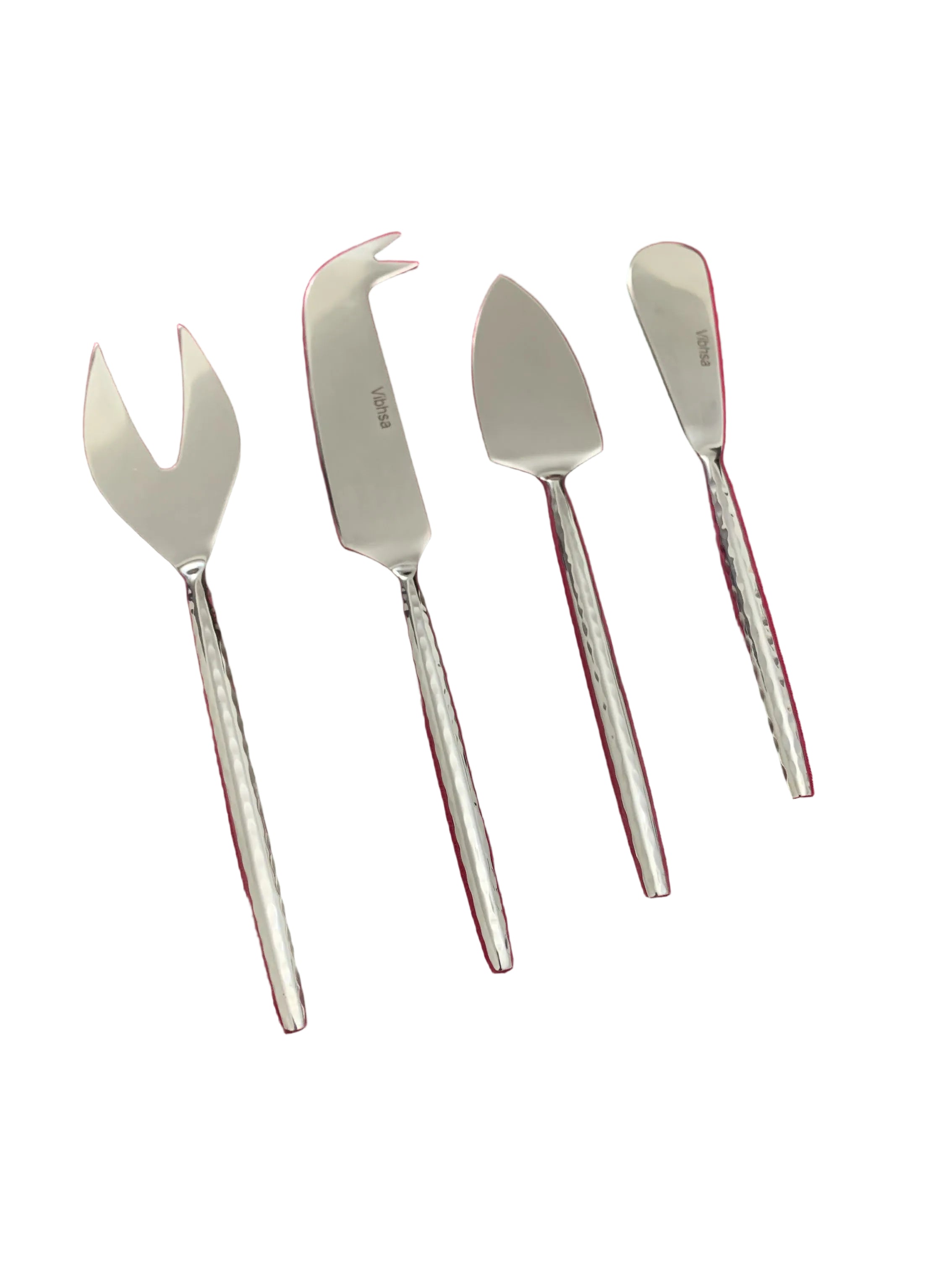 Set of 4 Hand Forged Stainless Steel Cheese Knives - Silver Finish