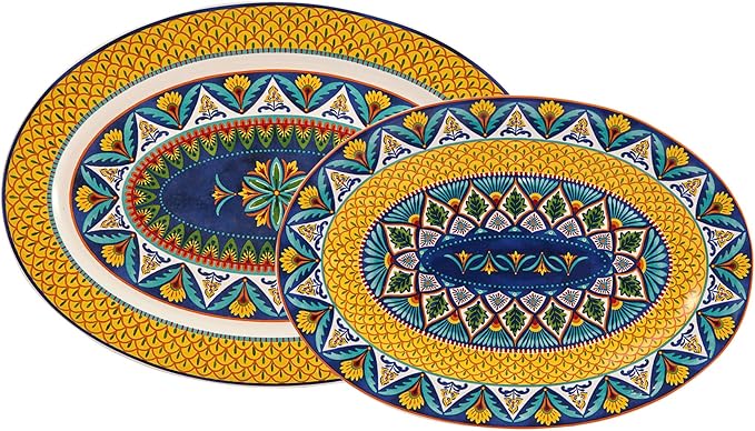 Set of 2 Bico Havana Oval Platters - 16"/14"