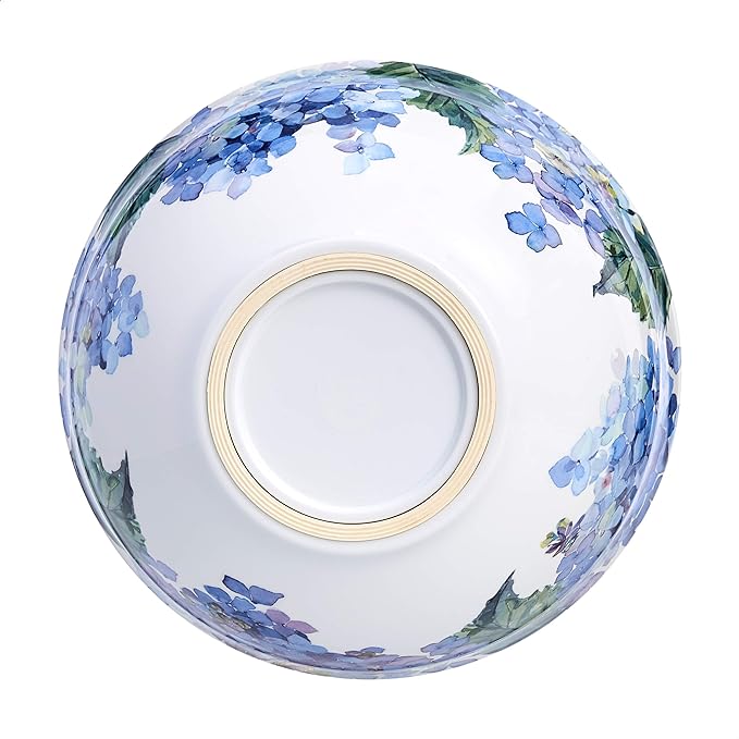 Blue Hydrangea Floral Melamine Nesting Bowls w/ Lids - 10 Pc Set