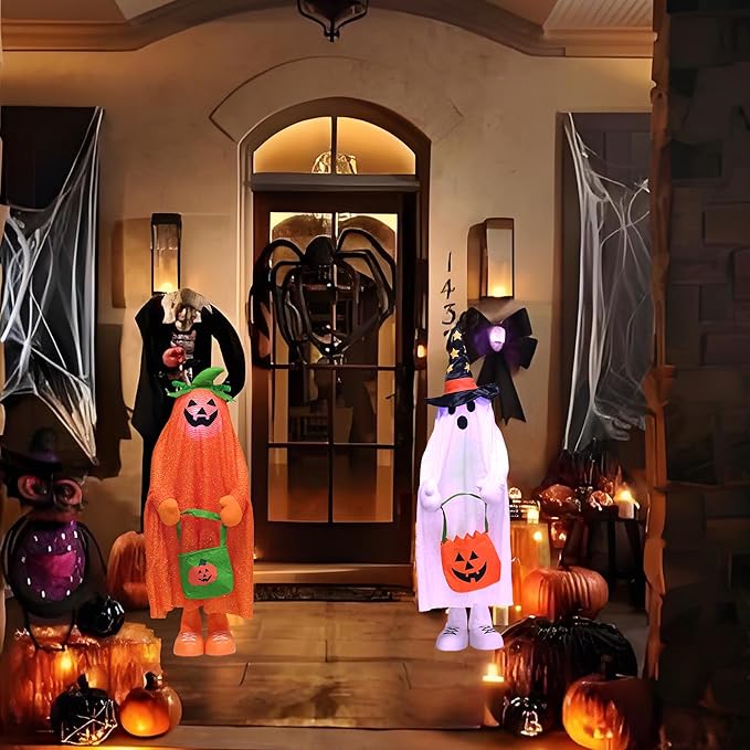 32" Light up Halloween Trick or Treater Indoor and Outdoor Decoration - Pumpkin