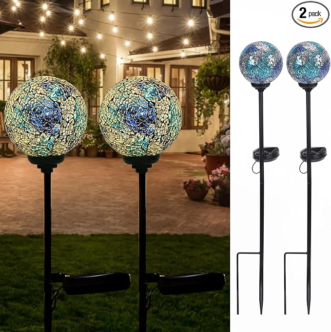 Waterproof LED Mosaic Solar Light - 2 Pack