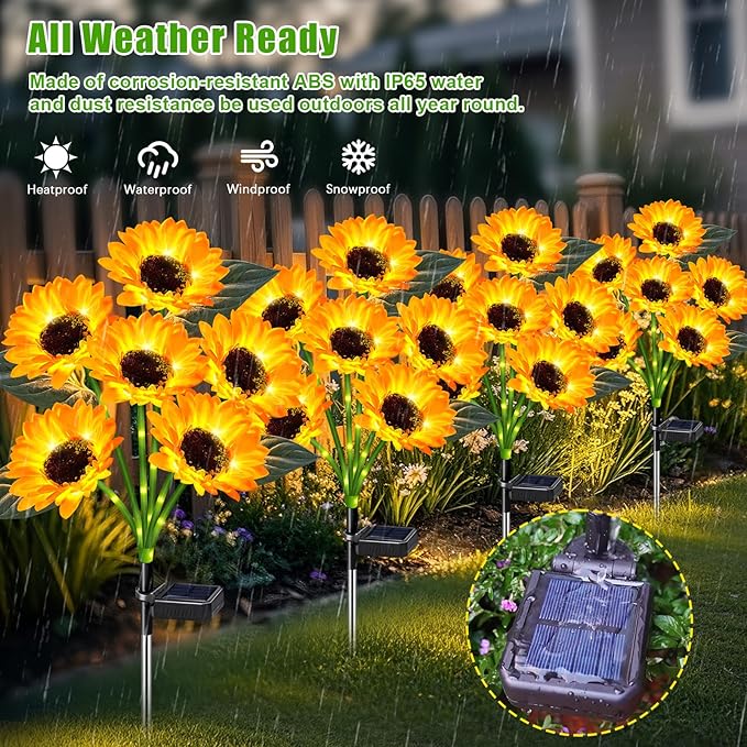 Sunflower Solar Lights - 4 Pack