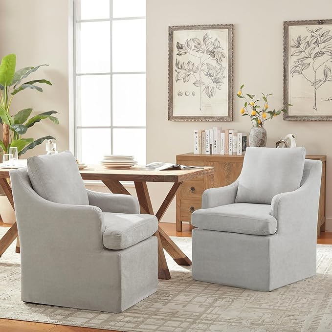 Linen Upholstered Dining Chair - Light Gray