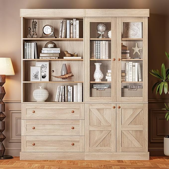 Set of 2 Farmhouse Bookcases – Natural