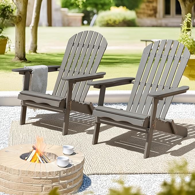Idzo Outdoor Adirondack Chair - Set of 2, Gray