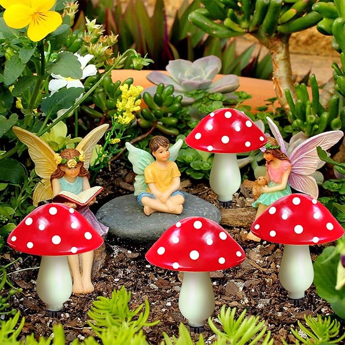 8-Pack Red Mushroom Solar Garden Lights