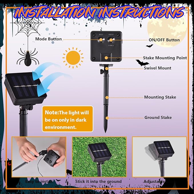 Solar LED Halloween Garden Flag - 12x18 Double Sided