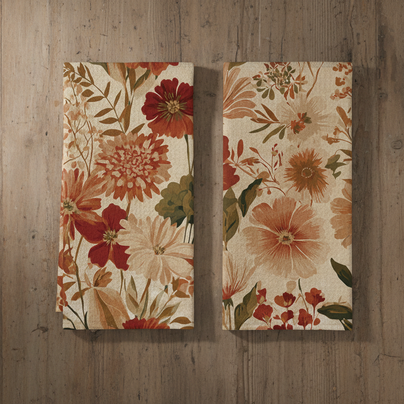 Vintage Fall Oak Leaf Kitchen Towels - Set of 2