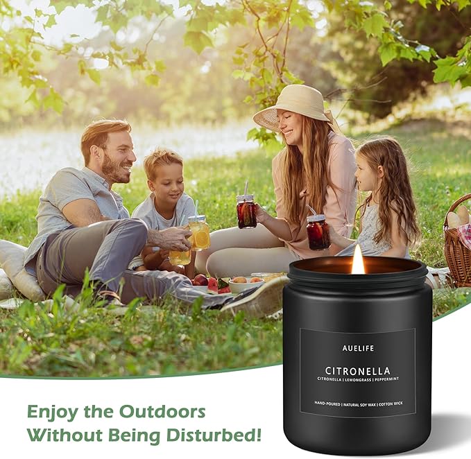 Citronella Candle - Lemongrass Scent - 7oz, Soy Wax, 50H Burn Time