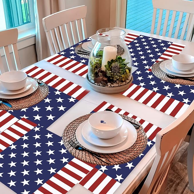 Set of 6 Plastic Placemats - Stars and Stripes