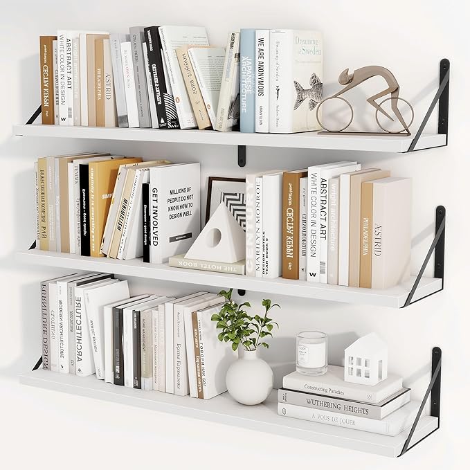 36" White Bookshelves - Set of 3