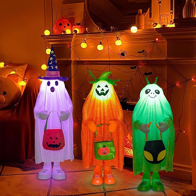 32" Light up Trick or Treater - Green Alien