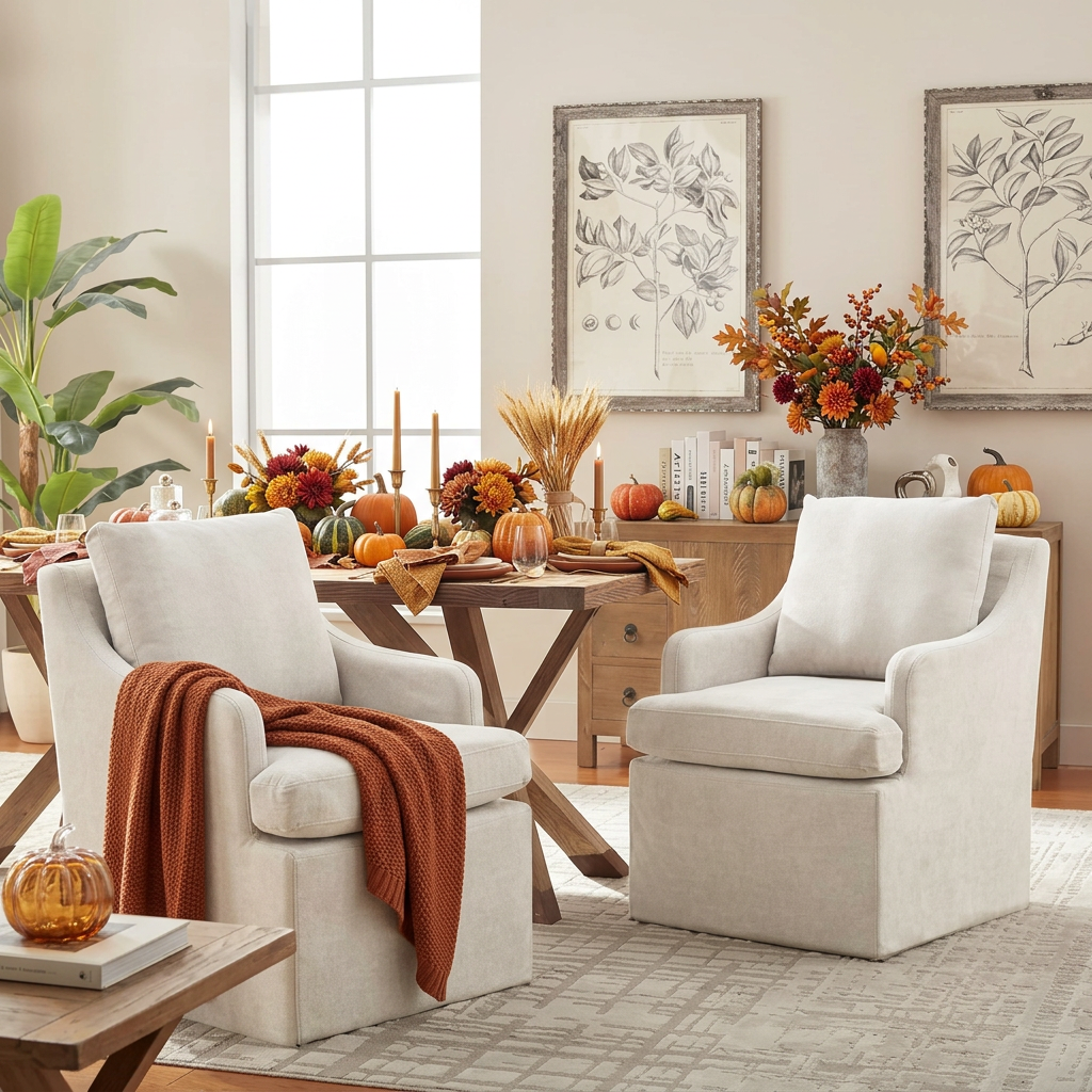 Beige Upholstered Dining Chairs - Set of 2