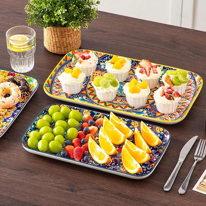 Set of 3 Vancasso Serving Platters - 16"/14"/12" Inch Rectangular Trays