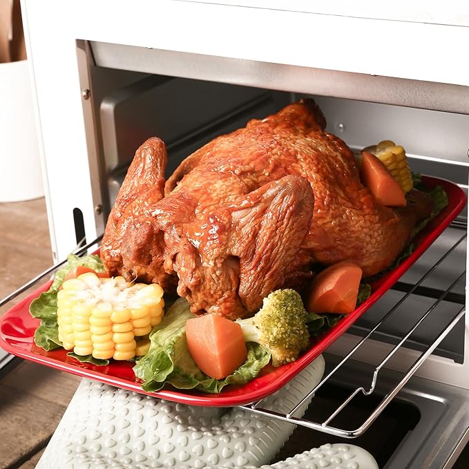 Ceramic Serving Platters - 14" 12" 10" - Red