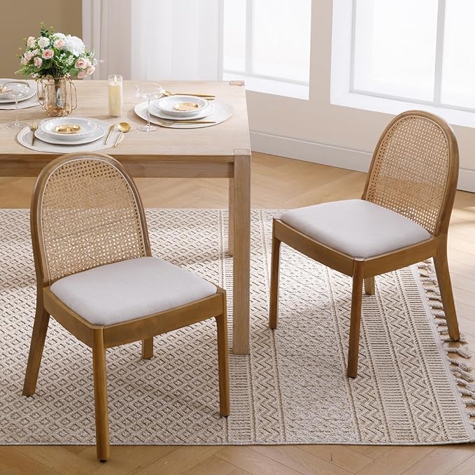 Mid Century Rattan Dining Chairs - Set of 4